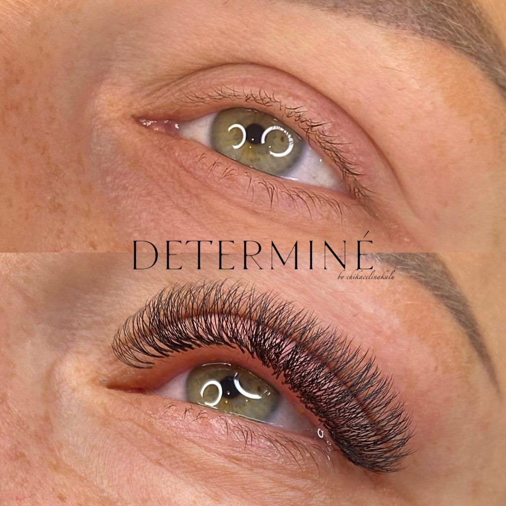 Wimpernverlängerung und Augenansicht

